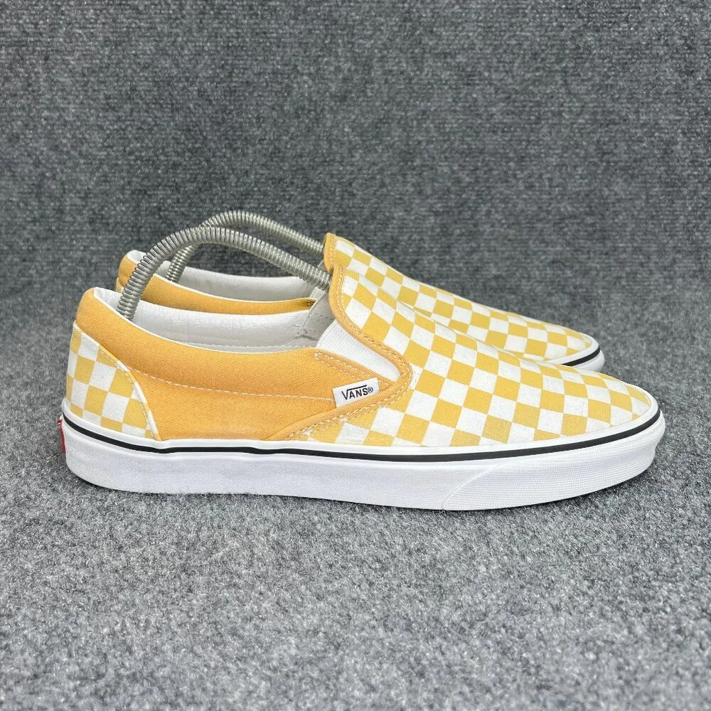 Vans Shoes Men's 11.5 Yellow Checkerboard Slip‎ On Athletic Retro Skate Sneakers